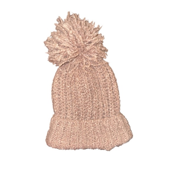 Free People Light Pink Cozy Knit Polyester Winter Pom Pom Hat One Size Fits Most - Picture 1 of 3